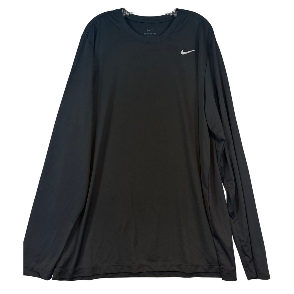 Nike Dri-FIT Long Sleeve Shirt Men XXL Tall Black Active Training Tee Athleisure